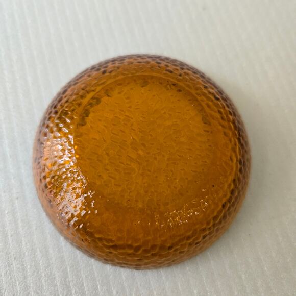 Vintage Amber Glass Dishes Set of 2 3.75" Diameter Textured Finish - Picture 3 of 10